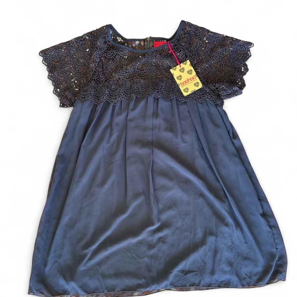 NWT Boohoo Navy Crochet Dress